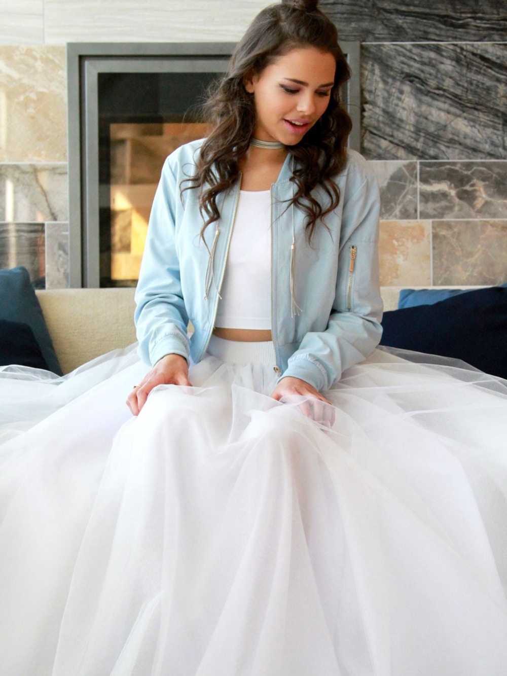 Purple Tulle Maxi Skirt - Elegant Full-Length Tulle Skirt -shown here in white